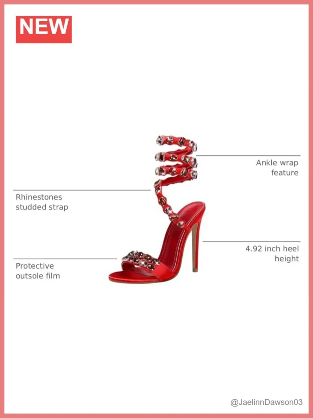 Women's Rhinestone Studded Heeled Sandals Ankle Wrap Stilettos Satin